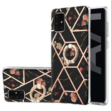 Load image into Gallery viewer, Electroplating Splicing Marble Flower Pattern TPU Shockproof Case with Rhinestone Ring Holder, For Samsung Galaxy A02s 164mm, For Samsung Galaxy A02S 166mm, For Samsung Galaxy A12 5G/F12/M12, For Samsung Galaxy A21s, For Samsung Galaxy A22 4G EU Versio...