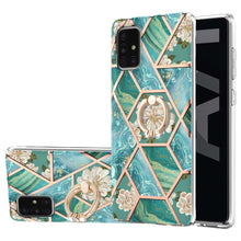 Load image into Gallery viewer, Electroplating Splicing Marble Flower Pattern TPU Shockproof Case with Rhinestone Ring Holder, For Samsung Galaxy A02s 164mm, For Samsung Galaxy A02S 166mm, For Samsung Galaxy A12 5G/F12/M12, For Samsung Galaxy A21s, For Samsung Galaxy A22 4G EU Versio...