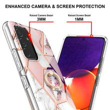 Load image into Gallery viewer, Electroplating Splicing Marble Flower Pattern TPU Shockproof Case with Rhinestone Ring Holder, For Samsung Galaxy A82 5G, For Samsung Galaxy M11/A11 US/EU