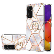 Load image into Gallery viewer, Electroplating Splicing Marble Flower Pattern TPU Shockproof Case with Rhinestone Ring Holder, For Samsung Galaxy A82 5G, For Samsung Galaxy M11/A11 US/EU