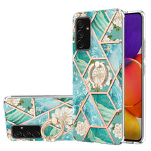 Load image into Gallery viewer, Electroplating Splicing Marble Flower Pattern TPU Shockproof Case with Rhinestone Ring Holder, For Samsung Galaxy A82 5G, For Samsung Galaxy M11/A11 US/EU