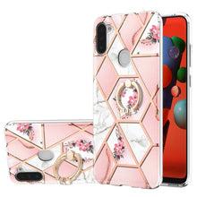 Load image into Gallery viewer, Electroplating Splicing Marble Flower Pattern TPU Shockproof Case with Rhinestone Ring Holder, For Samsung Galaxy A82 5G, For Samsung Galaxy M11/A11 US/EU