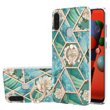 Load image into Gallery viewer, Electroplating Splicing Marble Flower Pattern TPU Shockproof Case with Rhinestone Ring Holder, For Samsung Galaxy A82 5G, For Samsung Galaxy M11/A11 US/EU
