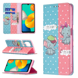 Colored Drawing Pattern Invisible Magnetic Horizontal Flip PU Leather Case with Holder & Card Slots & Wallet, For Samsung Galaxy M32