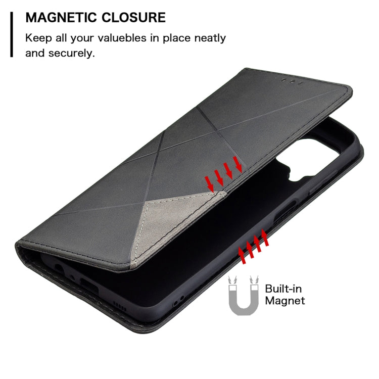 Rhombus Texture Horizontal Flip Magnetic Leather Case with Holder & Card Slots, For Samsung Galaxy M32