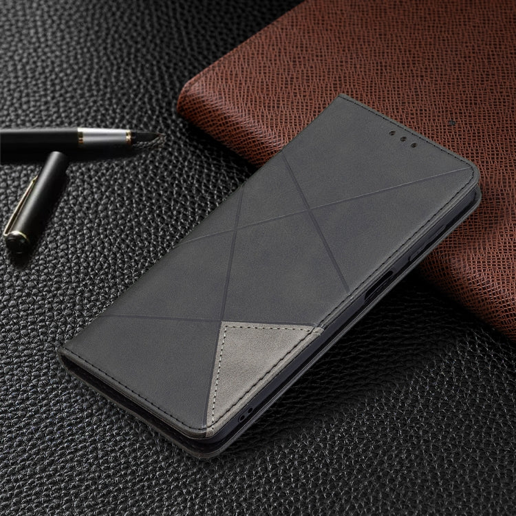 Rhombus Texture Horizontal Flip Magnetic Leather Case with Holder & Card Slots, For Samsung Galaxy M32