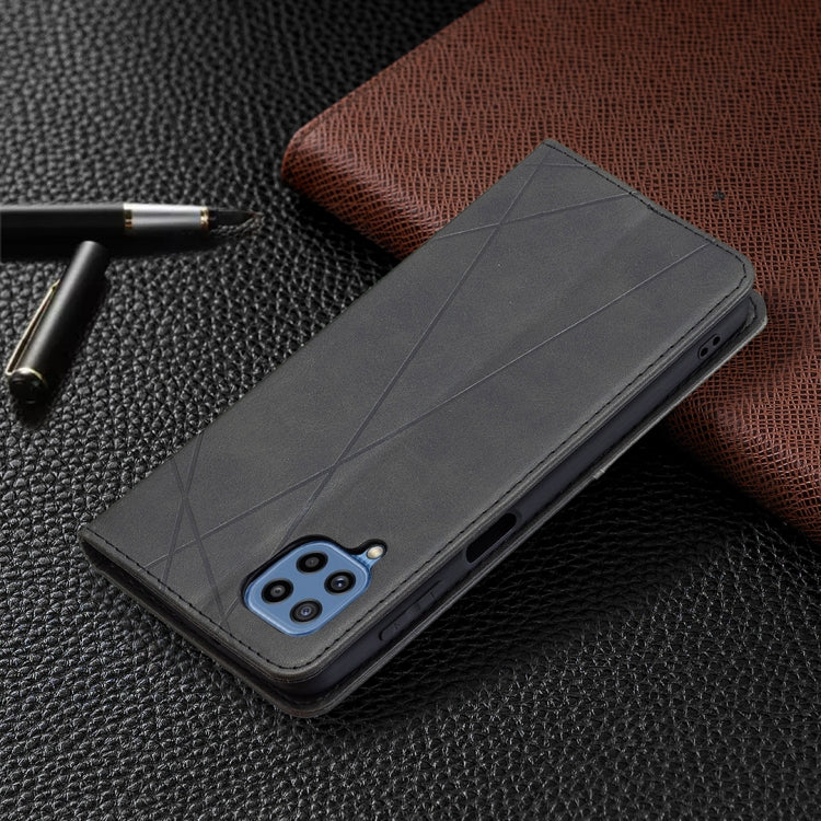 Rhombus Texture Horizontal Flip Magnetic Leather Case with Holder & Card Slots, For Samsung Galaxy M32