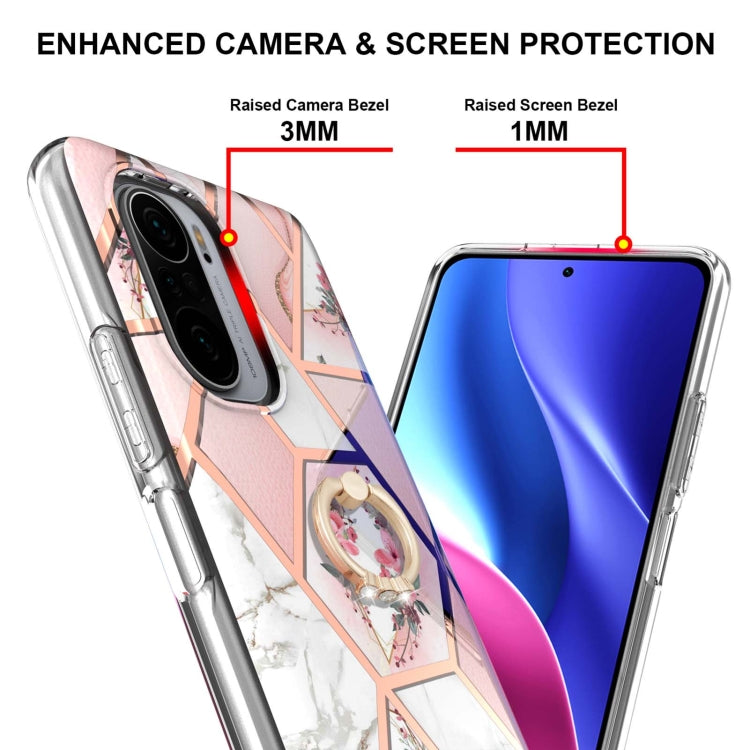 Electroplating Splicing Marble Flower Pattern TPU Shockproof Case with Rhinestone Ring Holder, For Xiaomi Mi 11i, For Xiaomi Poco M3, For Xiaomi Redmi 9A, For Xiaomi Mi 10 Lite, For Xiaomi Mi 10T Lite, For Xiaomi Mi 10T / Mi 10T Pro                    ...