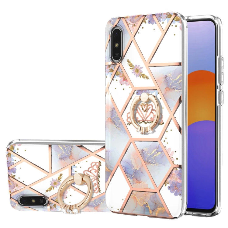 Electroplating Splicing Marble Flower Pattern TPU Shockproof Case with Rhinestone Ring Holder, For Xiaomi Mi 11i, For Xiaomi Poco M3, For Xiaomi Redmi 9A, For Xiaomi Mi 10 Lite, For Xiaomi Mi 10T Lite, For Xiaomi Mi 10T / Mi 10T Pro                    ...