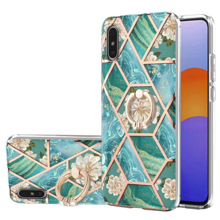 Electroplating Splicing Marble Flower Pattern TPU Shockproof Case with Rhinestone Ring Holder, For Xiaomi Mi 11i, For Xiaomi Poco M3, For Xiaomi Redmi 9A, For Xiaomi Mi 10 Lite, For Xiaomi Mi 10T Lite, For Xiaomi Mi 10T / Mi 10T Pro                    ...