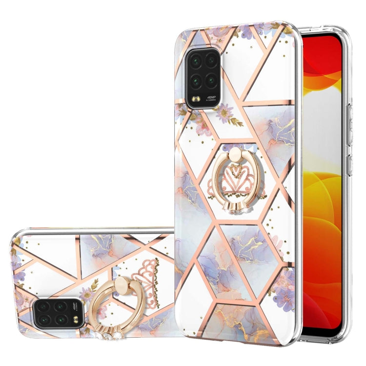 Electroplating Splicing Marble Flower Pattern TPU Shockproof Case with Rhinestone Ring Holder, For Xiaomi Mi 11i, For Xiaomi Poco M3, For Xiaomi Redmi 9A, For Xiaomi Mi 10 Lite, For Xiaomi Mi 10T Lite, For Xiaomi Mi 10T / Mi 10T Pro                    ...