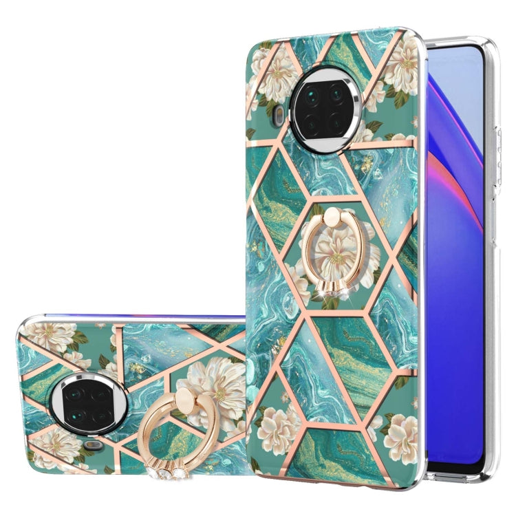 Electroplating Splicing Marble Flower Pattern TPU Shockproof Case with Rhinestone Ring Holder, For Xiaomi Mi 11i, For Xiaomi Poco M3, For Xiaomi Redmi 9A, For Xiaomi Mi 10 Lite, For Xiaomi Mi 10T Lite, For Xiaomi Mi 10T / Mi 10T Pro                    ...