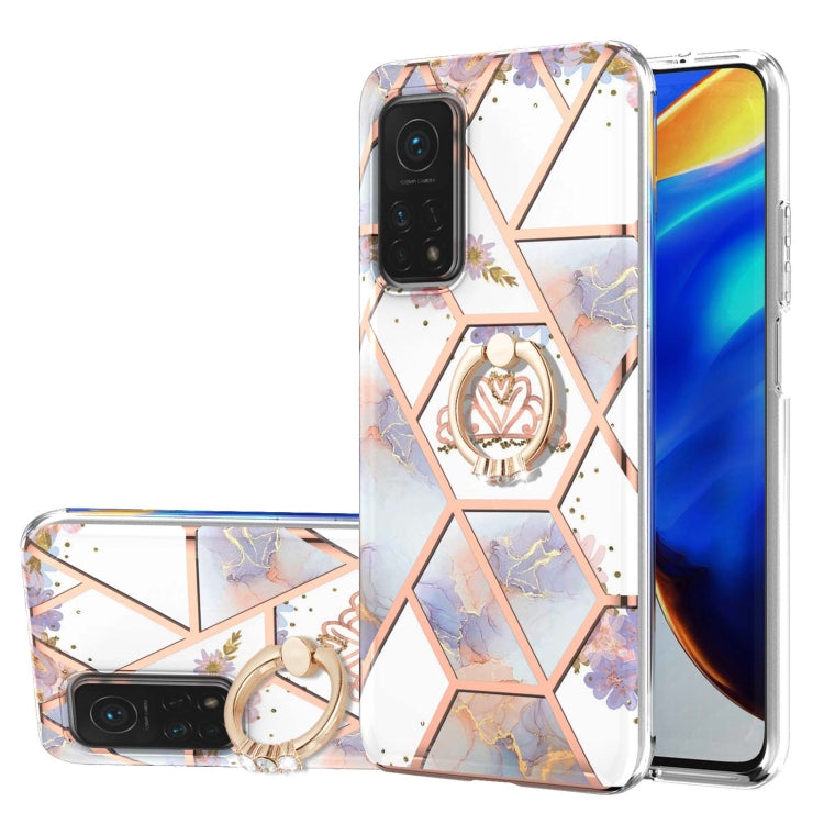 Electroplating Splicing Marble Flower Pattern TPU Shockproof Case with Rhinestone Ring Holder, For Xiaomi Mi 11i, For Xiaomi Poco M3, For Xiaomi Redmi 9A, For Xiaomi Mi 10 Lite, For Xiaomi Mi 10T Lite, For Xiaomi Mi 10T / Mi 10T Pro                    ...