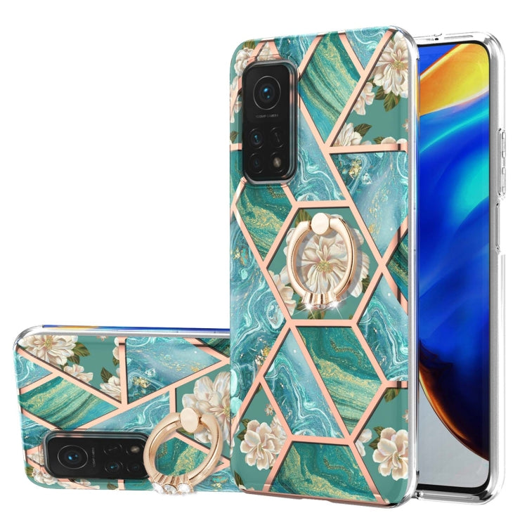 Electroplating Splicing Marble Flower Pattern TPU Shockproof Case with Rhinestone Ring Holder, For Xiaomi Mi 11i, For Xiaomi Poco M3, For Xiaomi Redmi 9A, For Xiaomi Mi 10 Lite, For Xiaomi Mi 10T Lite, For Xiaomi Mi 10T / Mi 10T Pro                    ...