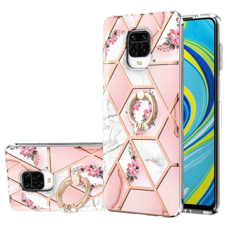 Electroplating Splicing Marble Flower Pattern TPU Shockproof Case with Rhinestone Ring Holder, For Xiaomi Mi 11i, For Xiaomi Poco M3, For Xiaomi Redmi 9A, For Xiaomi Mi 10 Lite, For Xiaomi Mi 10T Lite, For Xiaomi Mi 10T / Mi 10T Pro                    ...