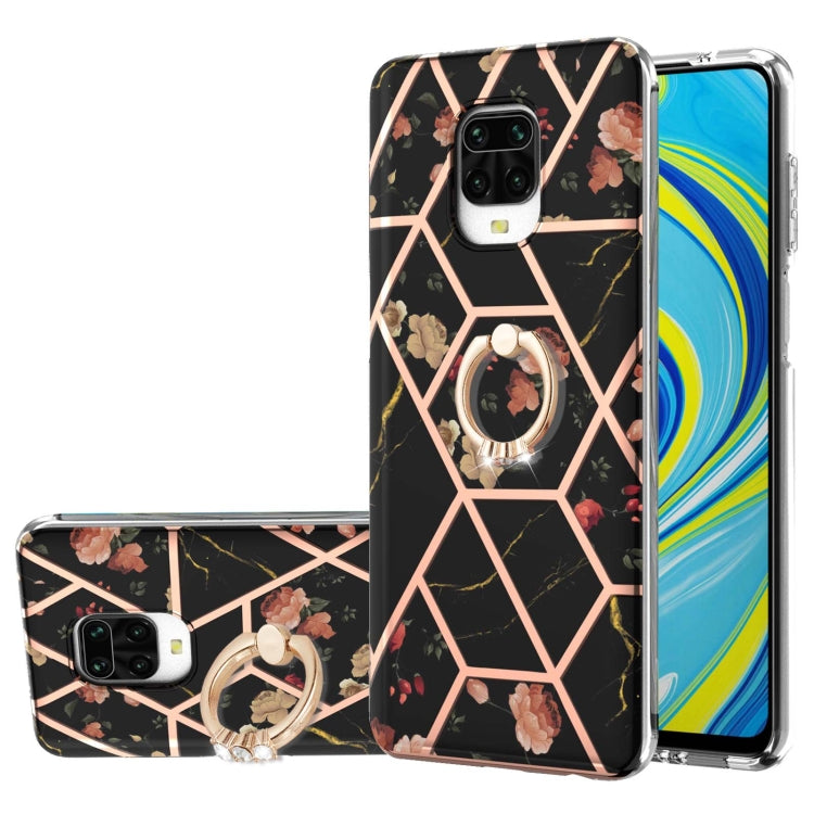 Electroplating Splicing Marble Flower Pattern TPU Shockproof Case with Rhinestone Ring Holder, For Xiaomi Mi 11i, For Xiaomi Poco M3, For Xiaomi Redmi 9A, For Xiaomi Mi 10 Lite, For Xiaomi Mi 10T Lite, For Xiaomi Mi 10T / Mi 10T Pro                    ...