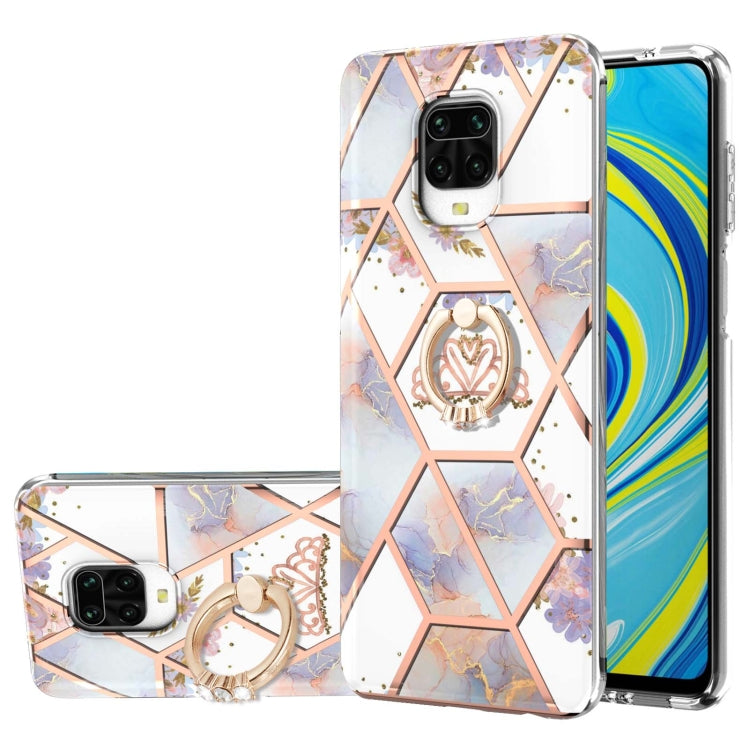 Electroplating Splicing Marble Flower Pattern TPU Shockproof Case with Rhinestone Ring Holder, For Xiaomi Mi 11i, For Xiaomi Poco M3, For Xiaomi Redmi 9A, For Xiaomi Mi 10 Lite, For Xiaomi Mi 10T Lite, For Xiaomi Mi 10T / Mi 10T Pro                    ...