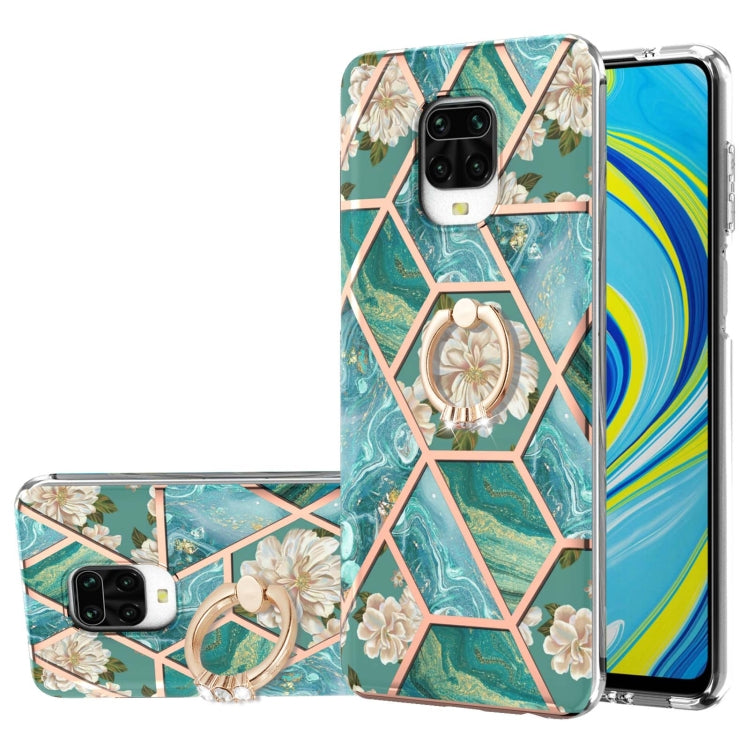 Electroplating Splicing Marble Flower Pattern TPU Shockproof Case with Rhinestone Ring Holder, For Xiaomi Mi 11i, For Xiaomi Poco M3, For Xiaomi Redmi 9A, For Xiaomi Mi 10 Lite, For Xiaomi Mi 10T Lite, For Xiaomi Mi 10T / Mi 10T Pro                    ...