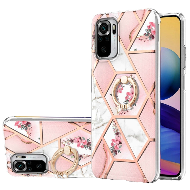 Electroplating Splicing Marble Flower Pattern TPU Shockproof Case with Rhinestone Ring Holder, For Xiaomi Mi 11i, For Xiaomi Poco M3, For Xiaomi Redmi 9A, For Xiaomi Mi 10 Lite, For Xiaomi Mi 10T Lite, For Xiaomi Mi 10T / Mi 10T Pro                    ...
