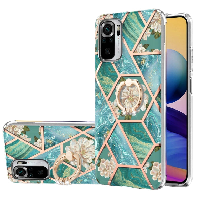 Electroplating Splicing Marble Flower Pattern TPU Shockproof Case with Rhinestone Ring Holder, For Xiaomi Mi 11i, For Xiaomi Poco M3, For Xiaomi Redmi 9A, For Xiaomi Mi 10 Lite, For Xiaomi Mi 10T Lite, For Xiaomi Mi 10T / Mi 10T Pro                    ...