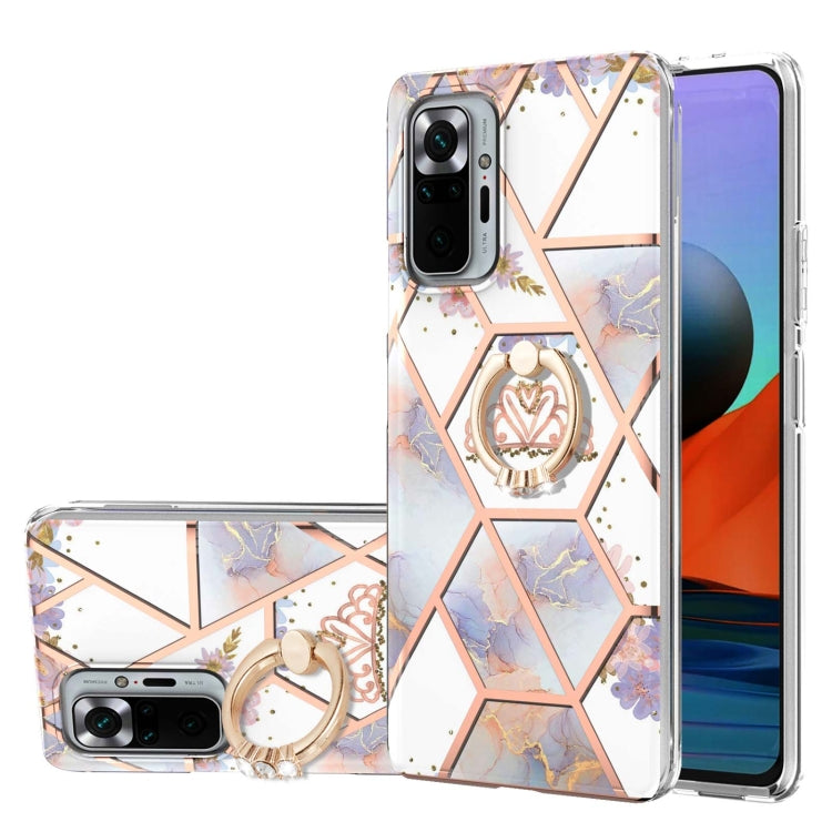 Electroplating Splicing Marble Flower Pattern TPU Shockproof Case with Rhinestone Ring Holder, For Xiaomi Mi 11i, For Xiaomi Poco M3, For Xiaomi Redmi 9A, For Xiaomi Mi 10 Lite, For Xiaomi Mi 10T Lite, For Xiaomi Mi 10T / Mi 10T Pro                    ...