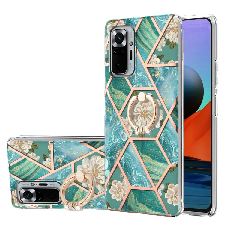 Electroplating Splicing Marble Flower Pattern TPU Shockproof Case with Rhinestone Ring Holder, For Xiaomi Mi 11i, For Xiaomi Poco M3, For Xiaomi Redmi 9A, For Xiaomi Mi 10 Lite, For Xiaomi Mi 10T Lite, For Xiaomi Mi 10T / Mi 10T Pro                    ...