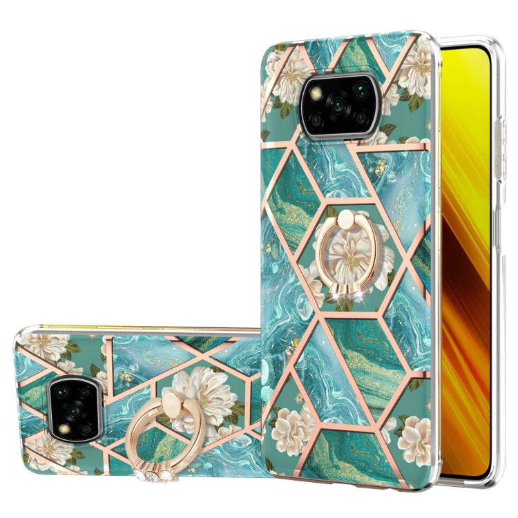 Electroplating Splicing Marble Flower Pattern TPU Shockproof Case with Rhinestone Ring Holder, For Xiaomi Mi 11i, For Xiaomi Poco M3, For Xiaomi Redmi 9A, For Xiaomi Mi 10 Lite, For Xiaomi Mi 10T Lite, For Xiaomi Mi 10T / Mi 10T Pro                    ...