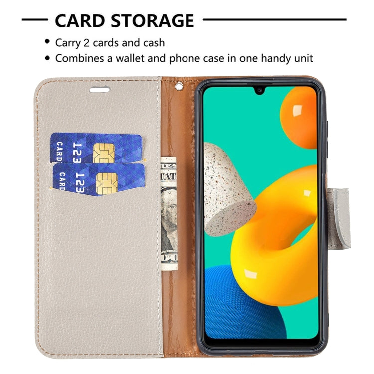 Litchi Texture Pure Color Horizontal Flip Leather Case with Holder & Card Slots & Wallet & Lanyard, For Samsung Galaxy M32