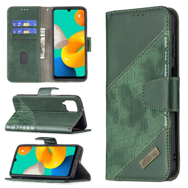 Matching Color Crocodile Texture Horizontal Flip PU Leather Case with Wallet & Holder & Card Slots, For Samsung Galaxy M32