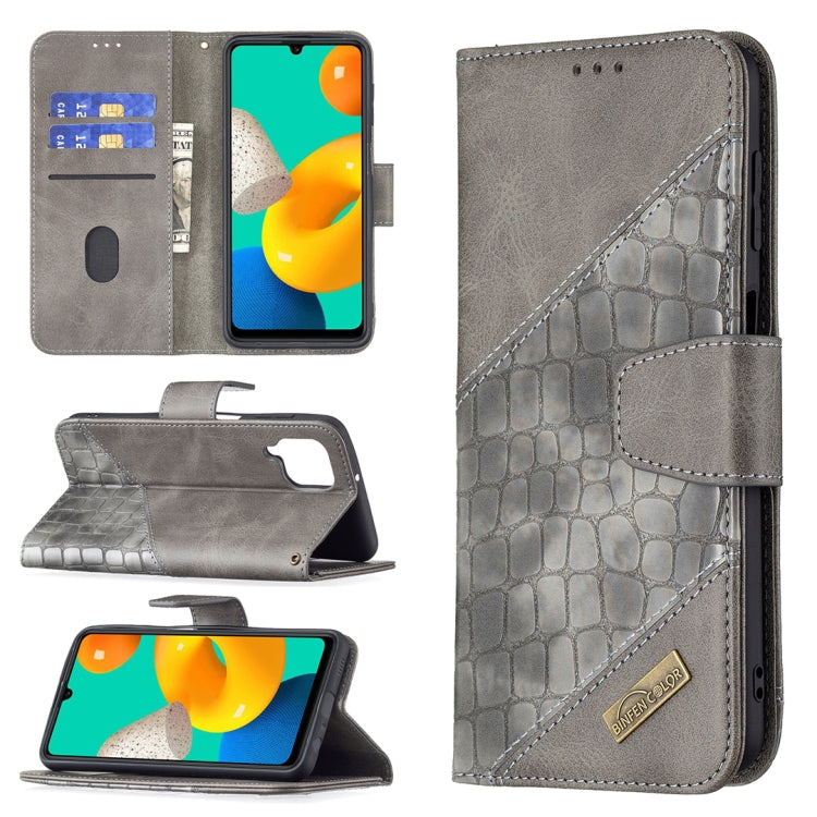 Matching Color Crocodile Texture Horizontal Flip PU Leather Case with Wallet & Holder & Card Slots, For Samsung Galaxy M32