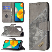 Load image into Gallery viewer, Matching Color Crocodile Texture Horizontal Flip PU Leather Case with Wallet &amp; Holder &amp; Card Slots, For Samsung Galaxy M32