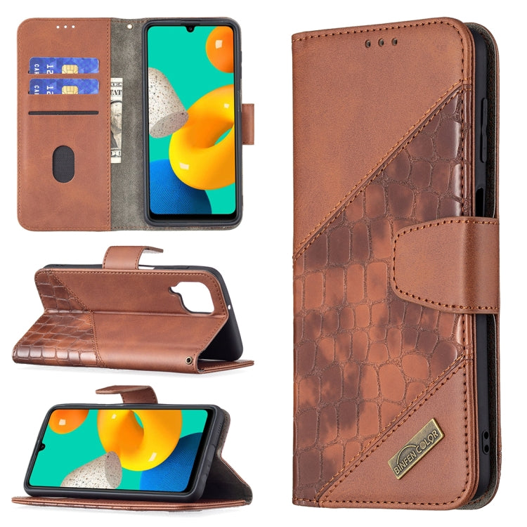 Matching Color Crocodile Texture Horizontal Flip PU Leather Case with Wallet & Holder & Card Slots, For Samsung Galaxy M32