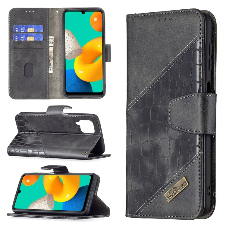 Matching Color Crocodile Texture Horizontal Flip PU Leather Case with Wallet & Holder & Card Slots, For Samsung Galaxy M32