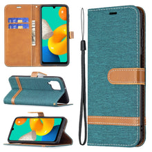 Load image into Gallery viewer, Color Matching Denim Texture Horizontal Flip Leather Case with Holder &amp; Card Slots &amp; Wallet &amp; Lanyard, For Samsung Galaxy M32
