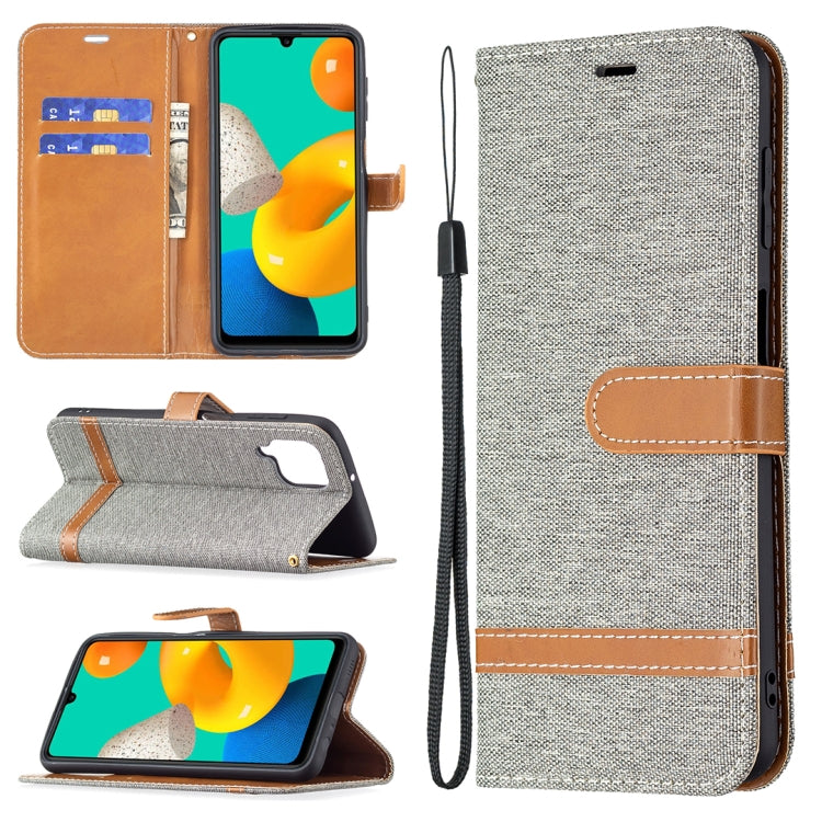 Color Matching Denim Texture Horizontal Flip Leather Case with Holder & Card Slots & Wallet & Lanyard, For Samsung Galaxy M32
