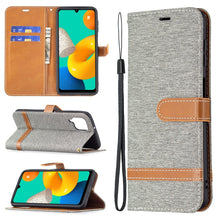 Load image into Gallery viewer, Color Matching Denim Texture Horizontal Flip Leather Case with Holder &amp; Card Slots &amp; Wallet &amp; Lanyard, For Samsung Galaxy M32