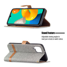 Load image into Gallery viewer, Color Matching Denim Texture Horizontal Flip Leather Case with Holder &amp; Card Slots &amp; Wallet &amp; Lanyard, For Samsung Galaxy M32