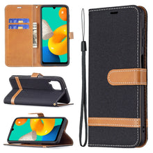 Load image into Gallery viewer, Color Matching Denim Texture Horizontal Flip Leather Case with Holder &amp; Card Slots &amp; Wallet &amp; Lanyard, For Samsung Galaxy M32