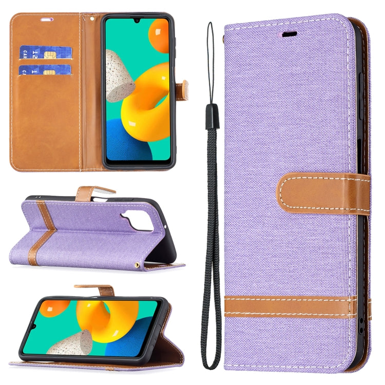 Color Matching Denim Texture Horizontal Flip Leather Case with Holder & Card Slots & Wallet & Lanyard, For Samsung Galaxy M32