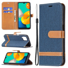 Load image into Gallery viewer, Color Matching Denim Texture Horizontal Flip Leather Case with Holder &amp; Card Slots &amp; Wallet &amp; Lanyard, For Samsung Galaxy M32