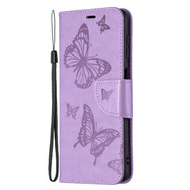Embossing Two Butterflies Pattern Horizontal Flip PU Leather Case with Holder & Card Slot & Wallet & Lanyard, For Samsung Galaxy M32