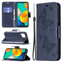 Load image into Gallery viewer, Embossing Two Butterflies Pattern Horizontal Flip PU Leather Case with Holder &amp; Card Slot &amp; Wallet &amp; Lanyard, For Samsung Galaxy M32