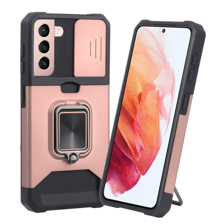 Sliding Camera Cover Design PC + TPU Shockproof Case with Ring Holder & Card Slot, For Google Pixel 5a 5G, For Samsung Galaxy A03s 166.6mm, For Samsung Galaxy A42 5G, For Samsung Galaxy A72 5G, For Samsung Galaxy Note20 Ultra, For Samsung Galaxy S21 5G...