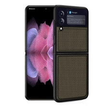 Load image into Gallery viewer, Solid Color Carbon Fiber Texture PU Shockproof Protective Case, For Samsung Galaxy Z Flip3 5G