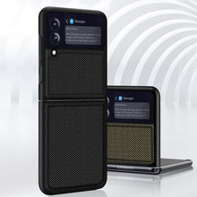 Load image into Gallery viewer, Solid Color Carbon Fiber Texture PU Shockproof Protective Case, For Samsung Galaxy Z Flip3 5G