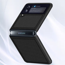 Load image into Gallery viewer, Solid Color Carbon Fiber Texture PU Shockproof Protective Case, For Samsung Galaxy Z Flip3 5G
