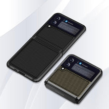 Load image into Gallery viewer, Solid Color Carbon Fiber Texture PU Shockproof Protective Case, For Samsung Galaxy Z Flip3 5G