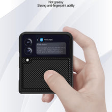 Load image into Gallery viewer, Solid Color Carbon Fiber Texture PU Shockproof Protective Case, For Samsung Galaxy Z Flip3 5G