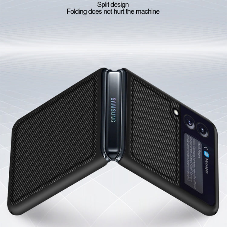 Solid Color Carbon Fiber Texture PU Shockproof Protective Case, For Samsung Galaxy Z Flip3 5G