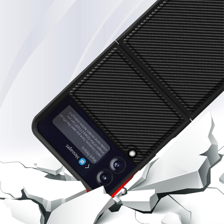 Solid Color Carbon Fiber Texture PU Shockproof Protective Case, For Samsung Galaxy Z Flip3 5G